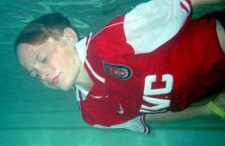 football shirt in pool underwater