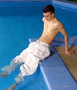 breaststroke in clothes on float