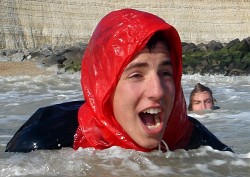 Cagoule jeans and shoes of sea swimming