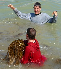 sea swimming in clothes